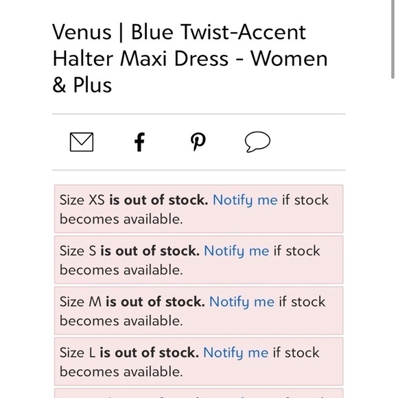 Venus,ViboCobalt Blue Twist-Accent Halter Maxi Dress, Instantly Slimming,Size XL - Picture 9 of 10